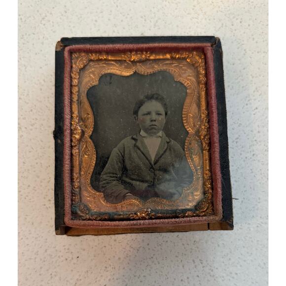 Antique Tintype DaguerreotypeHalf Case Photograph of Boy